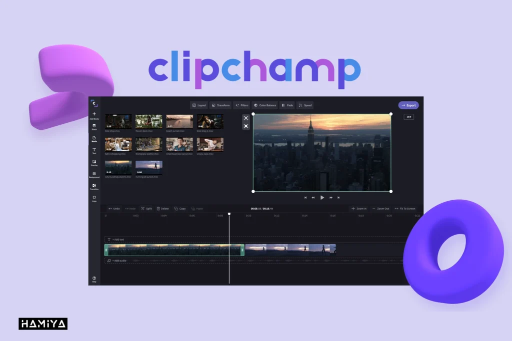 محیط کار ClipChamp برای ادیت ویدیو