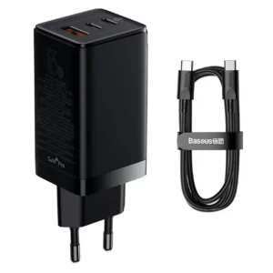 شارژر دیواری بیسوس مدل CCGP050101 با توان خروجی 65 وات به همراه کابل