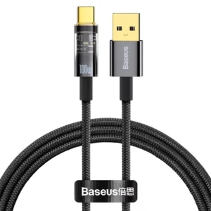 کابل تبدیل USB-A به تایپ سی هوشمند بیسوس مدل CATS000201 با توان 100 وات، قطع خودکار و طول 1 متر