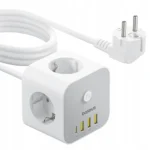 شارژر رومیزی بیسوس مدل S321A با توان خروجی 20 وات، شارژ سریع 4 دستگاه همزمان و 3 عدد پریز برق